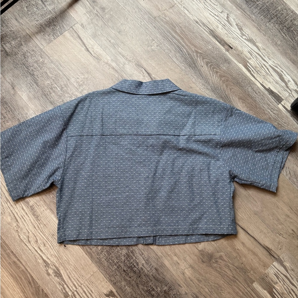 Blue Button-Up Women's Top - Picture 3 of 3